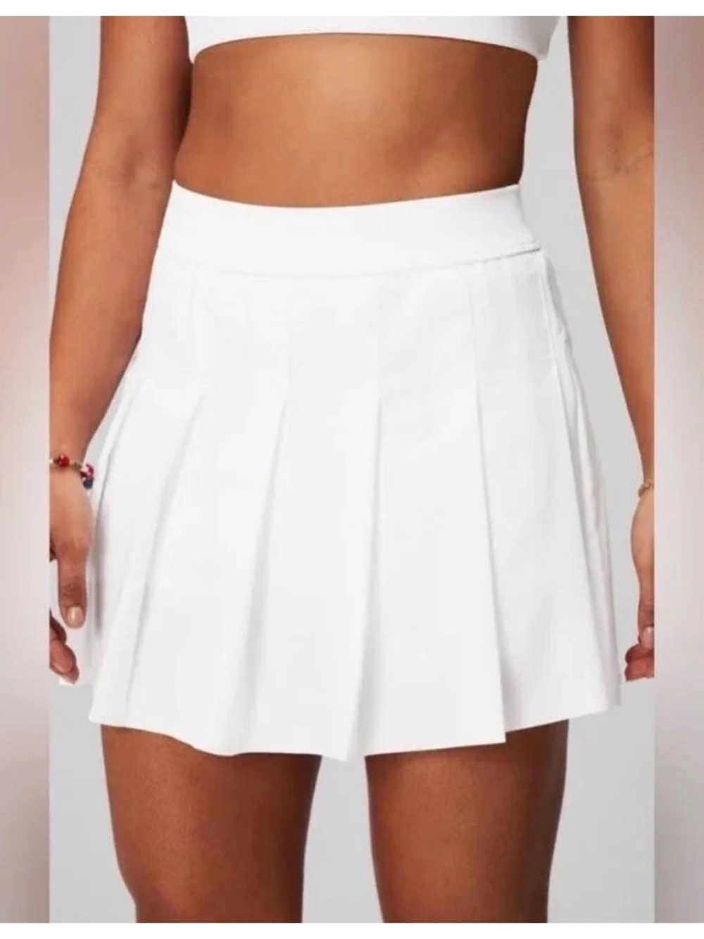 Fabletics Pleated Skirt With Built In Shorts Classic White Womens size S NWT